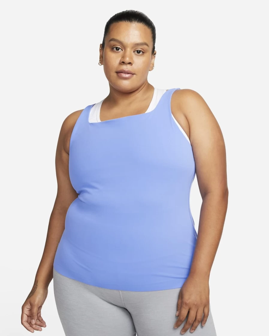 Nike Women's Plus Size Yoga Luxe Shelf-Bra Tank Top - Royal Pulse & Aluminum