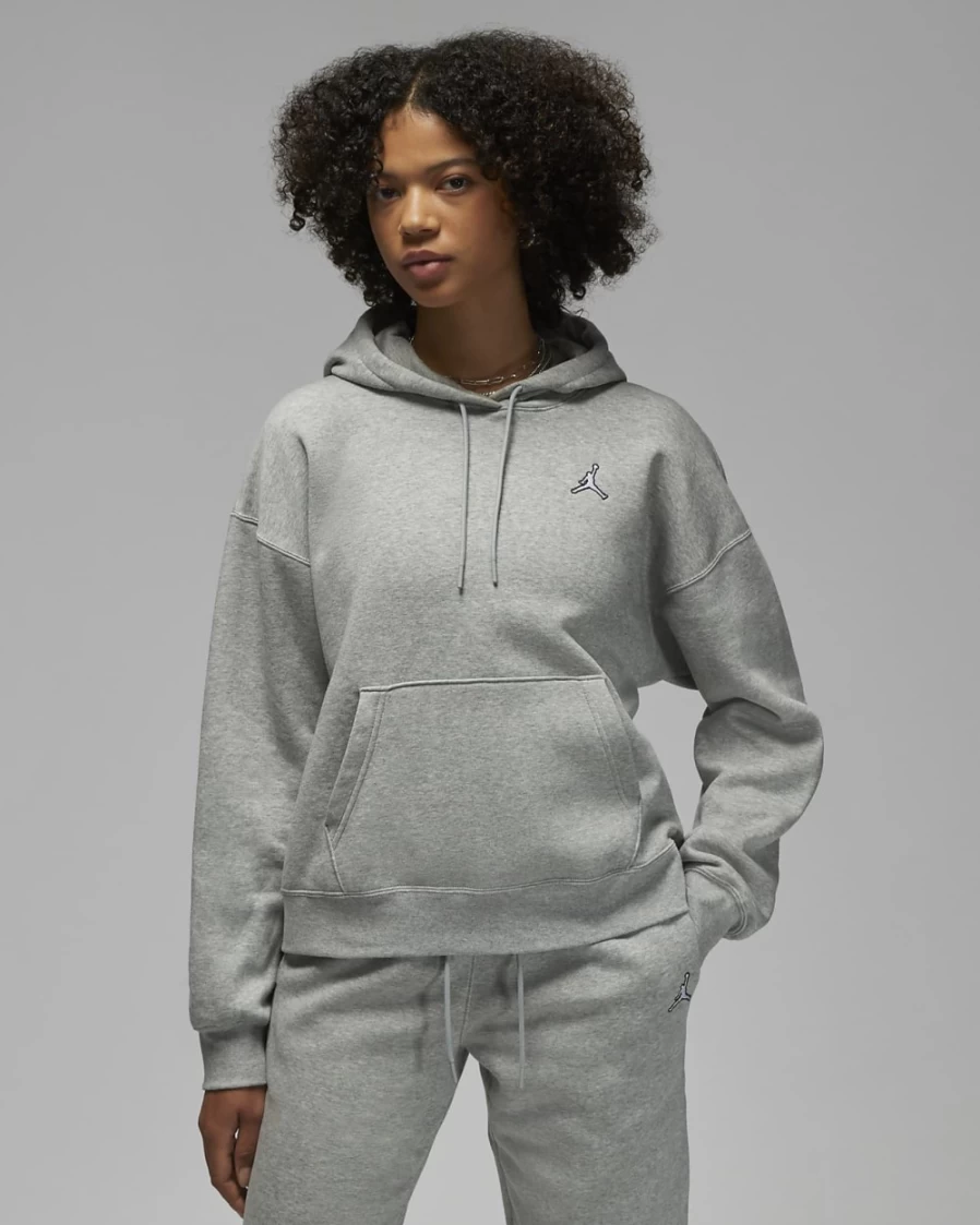 Nike Jordan Brooklyn Women's Dark Grey Heather/White Fleece Pullover Hoodie