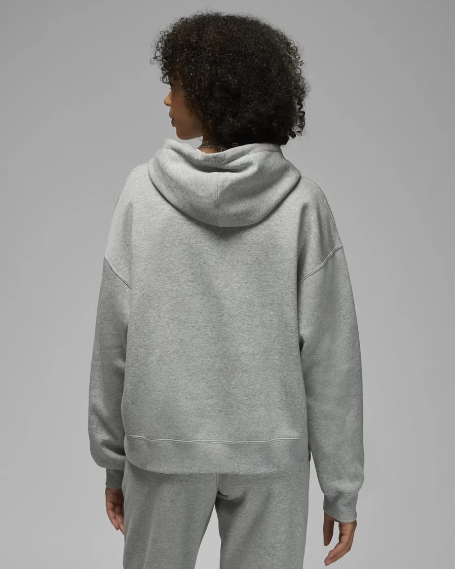Nike Jordan Brooklyn Women's Dark Grey Heather/White Fleece Pullover Hoodie