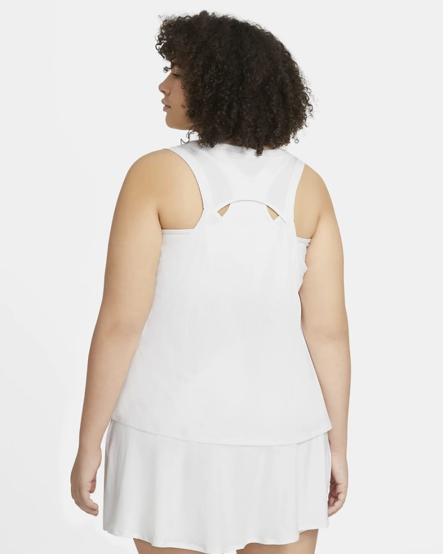 Nike Women's Plus Size Tennis Tank Top - White/Black - NikeCourt Victory Athletic Shirt