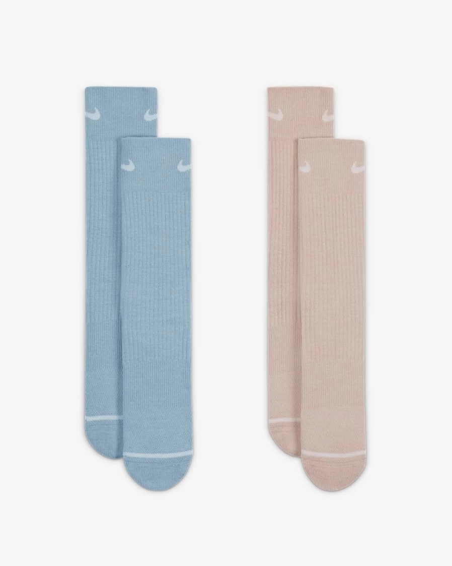 Nike Unisex Multi-Color Cushioned Crew Socks 2-Pack - Everyday Comfort Athletic Socks