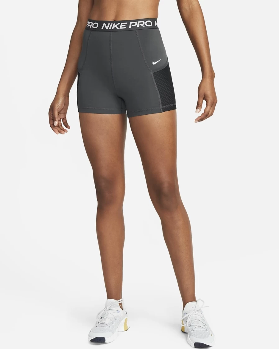 Nike Women's High-Waisted 3" Training Shorts with Pockets - Dark Smoke Grey, Black, White