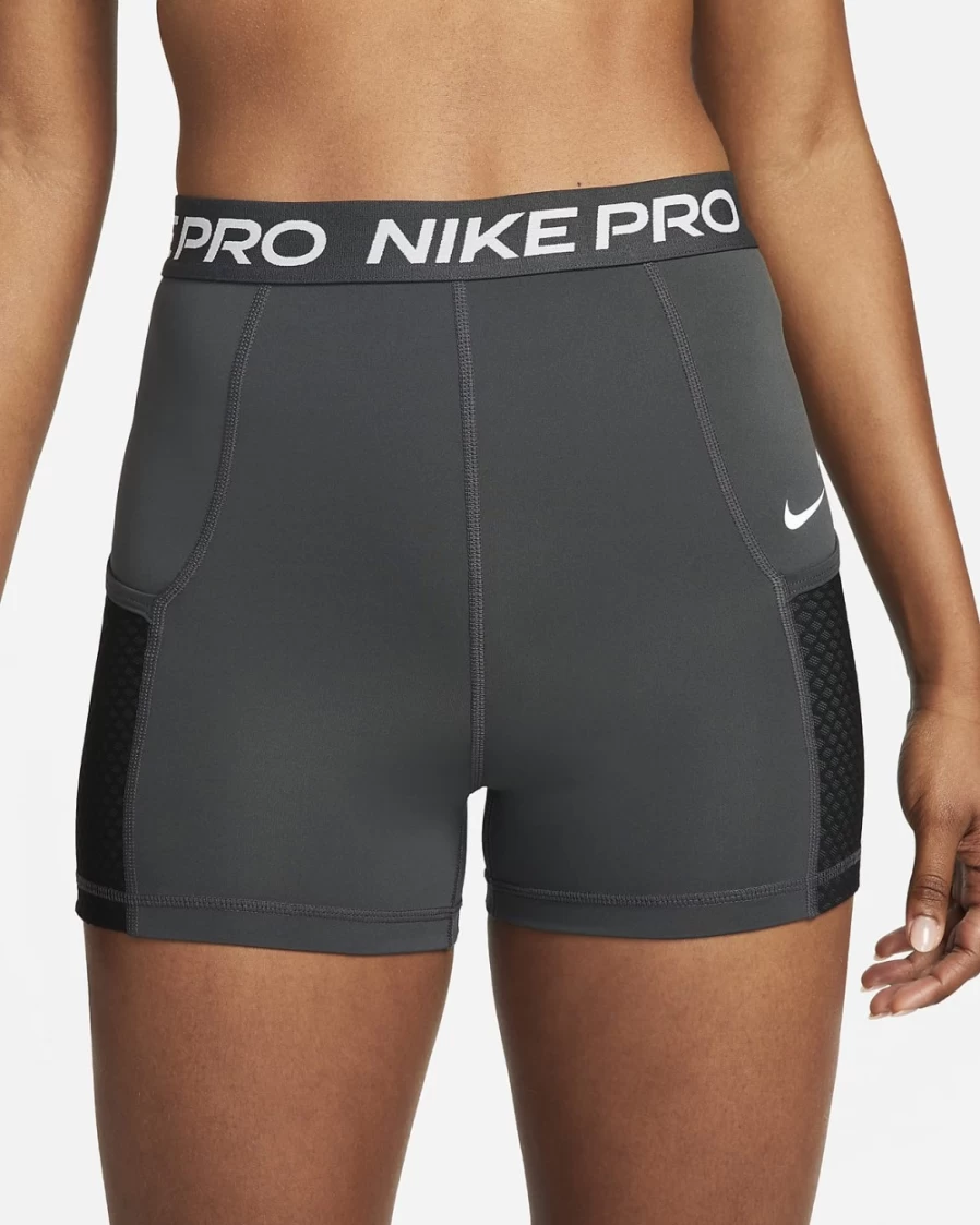 Nike Women's High-Waisted 3" Training Shorts with Pockets - Dark Smoke Grey, Black, White