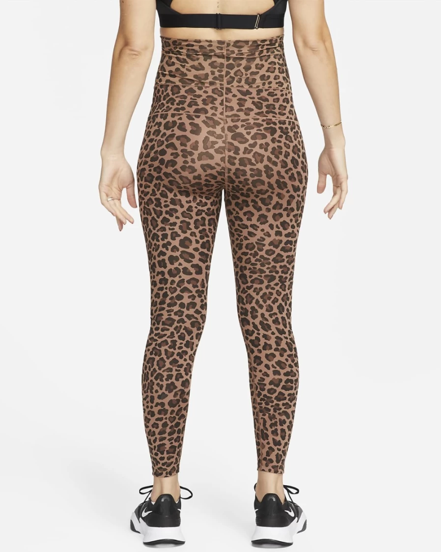 Nike Women's High-Waisted Maternity Leggings - Archaeo Brown/White Leopard Print - One (M)