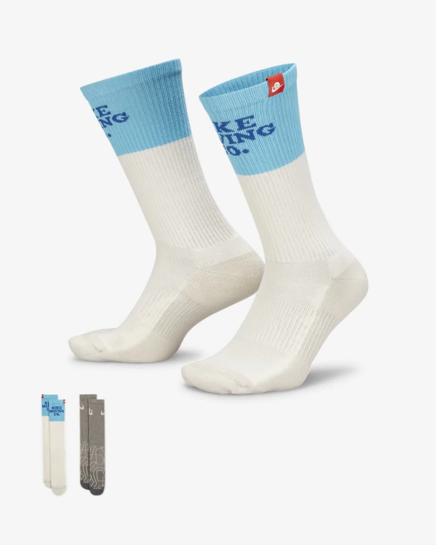 Nike Everyday Plus Cushioned Crew Socks for Men & Women - Multi-Color (2-Pair Pack)