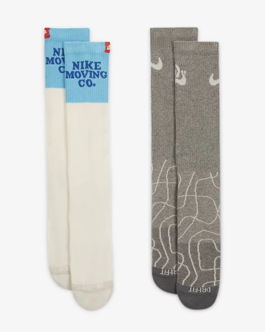 Nike Everyday Plus Cushioned Crew Socks for Men & Women - Multi-Color (2-Pair Pack)
