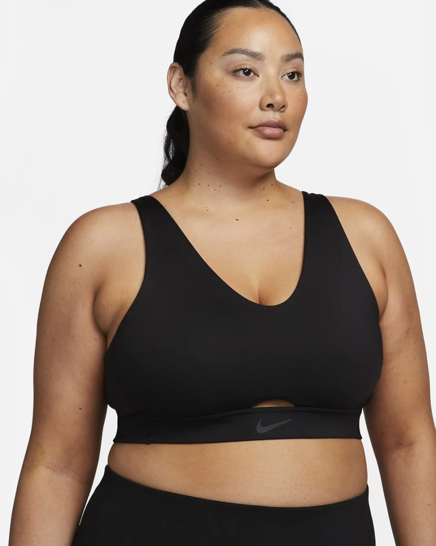 Nike Indy Plunge Cutout Women's Medium-Support Padded Sports Bra - Plus Size in Black/Dark Smoke Grey