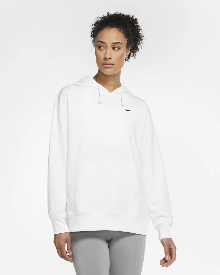 Nike Therma Women's White/Black Pullover Hoodie for Training & Workouts