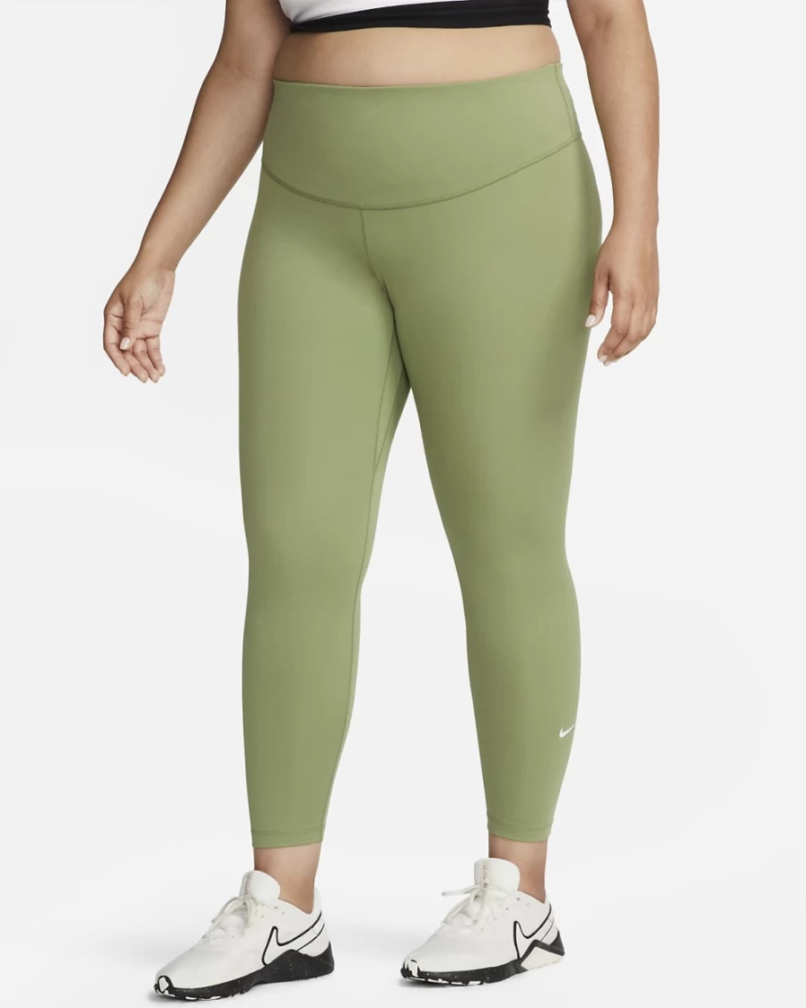 Nike One Women's Mid-Rise Leggings - Alligator/White Color - Plus Size Activewear