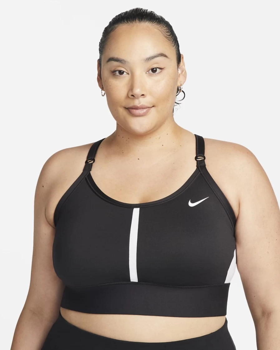 Nike Indy Women's Light-Support Longline Sports Bra - Plus Size, Black & White
