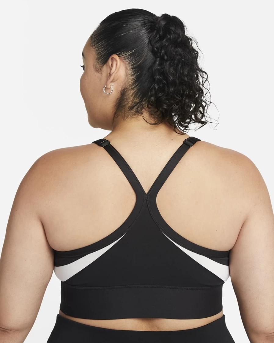 Nike Indy Women's Light-Support Longline Sports Bra - Plus Size, Black & White
