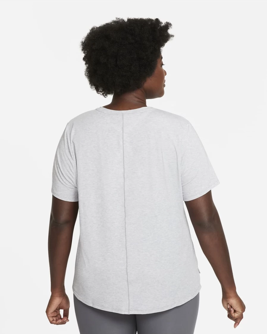 Nike Dri-FIT UV One Luxe Women's Plus Size Short-Sleeve Top in Particle Grey/Heather - Moisture-Wicking & Sun Protection