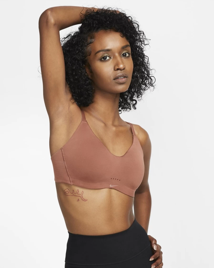 Nike Women's Alate Minimalist Light-Support Padded Sports Bra - Red Bark/Cacao Wow