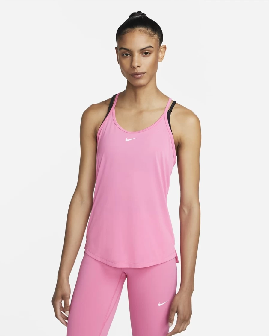 Nike Dri-FIT One Elastika Women's Tank Top - Pinksicle/White - Moisture-Wicking Athletic Shirt