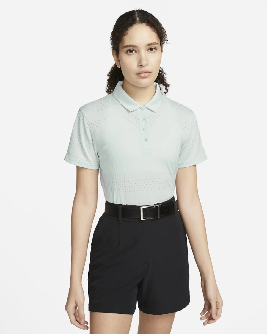 Nike Dri-FIT Victory Women's Short-Sleeve Golf Polo Shirt - Pure Platinum/Black - Moisture-Wicking Performance Top
