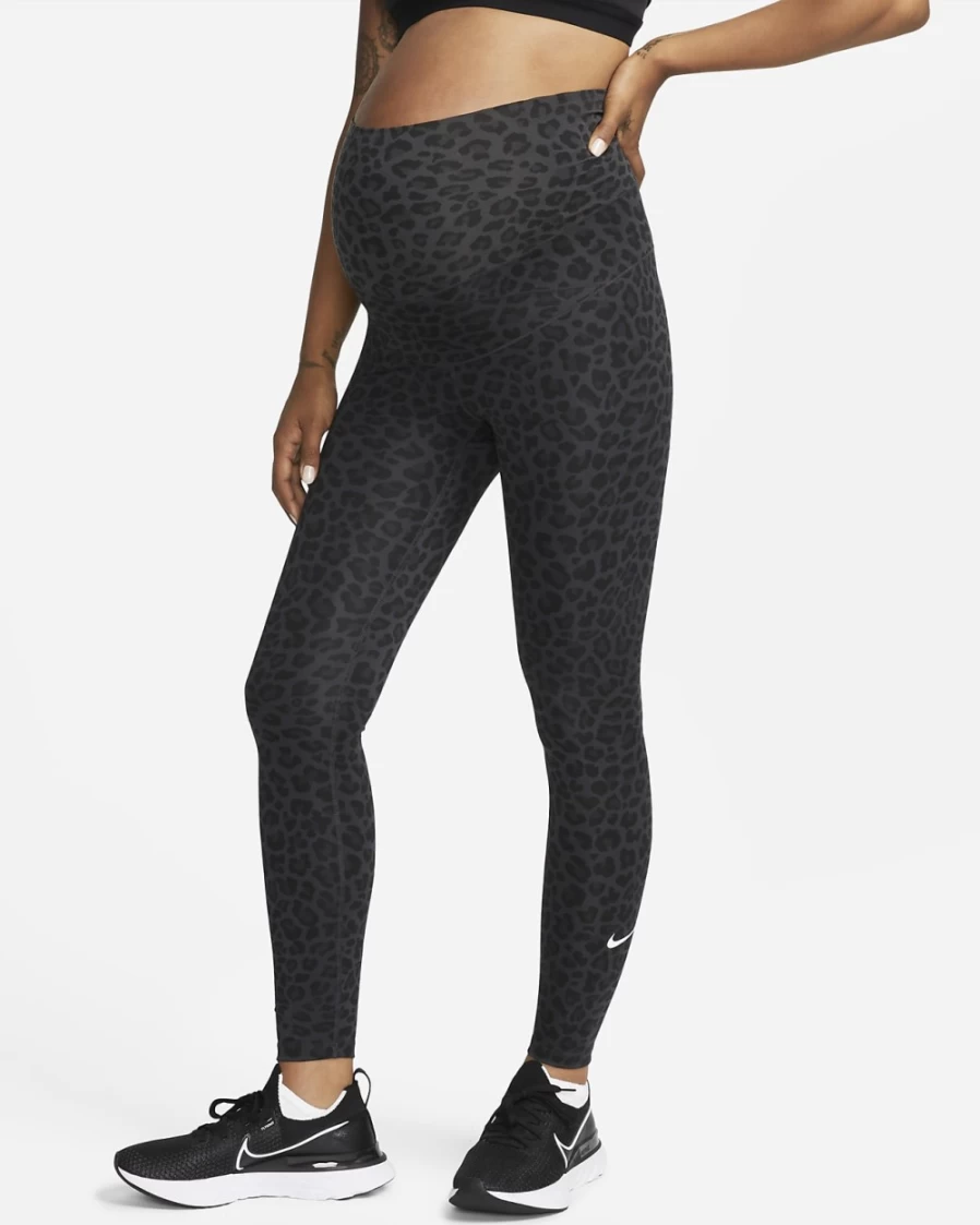 Nike Women's High-Waisted Maternity Leggings - Dark Smoke Grey/White Leopard Print
