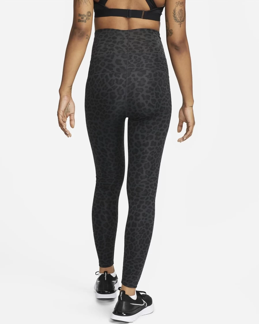 Nike Women's High-Waisted Maternity Leggings - Dark Smoke Grey/White Leopard Print - One (M)