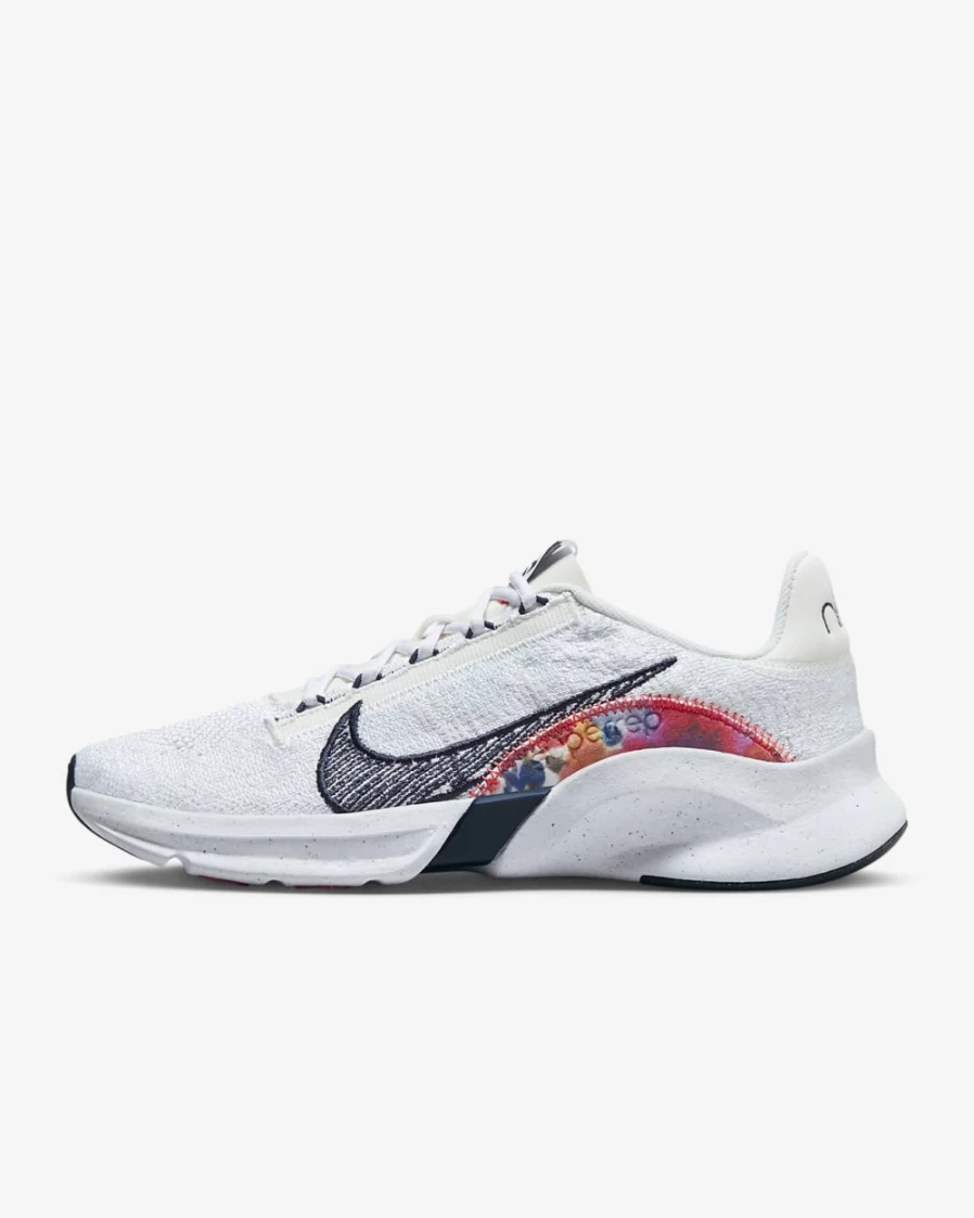 Nike SuperRep Go 3 Flyknit Next Nature Women's Training Shoes - Summit White/White/Bright Crimson/Blackened Blue