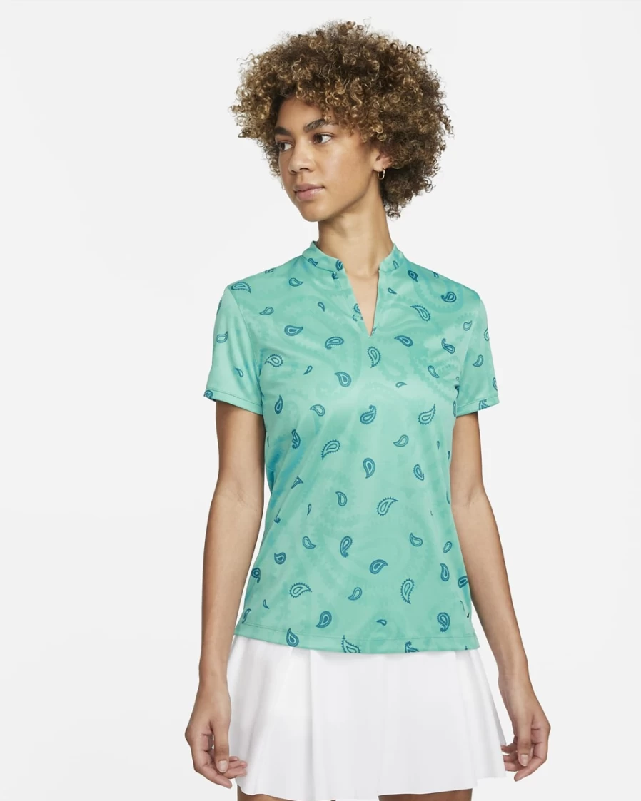 Nike Dri-FIT Victory Women's Golf Polo - Washed Teal/Black Printed Performance Top