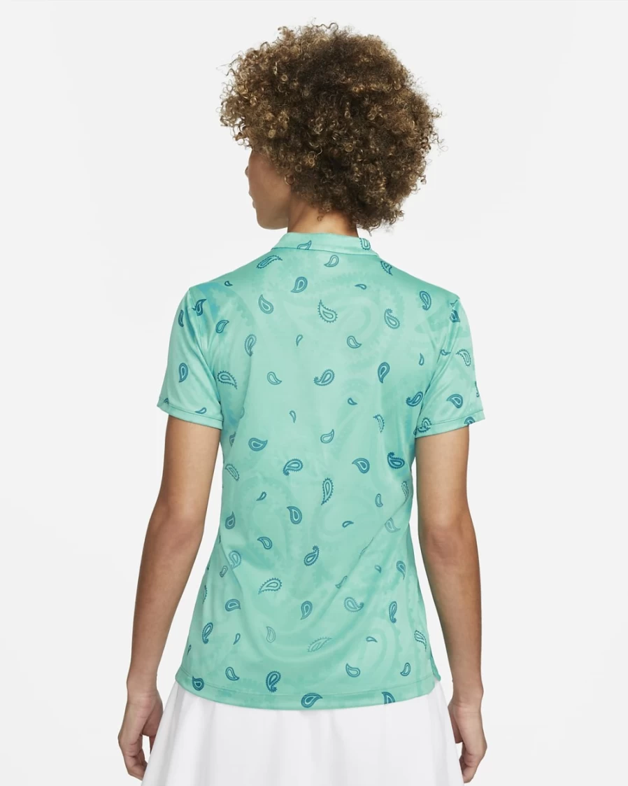 Nike Dri-FIT Victory Women's Golf Polo - Washed Teal/Black Printed Performance Top