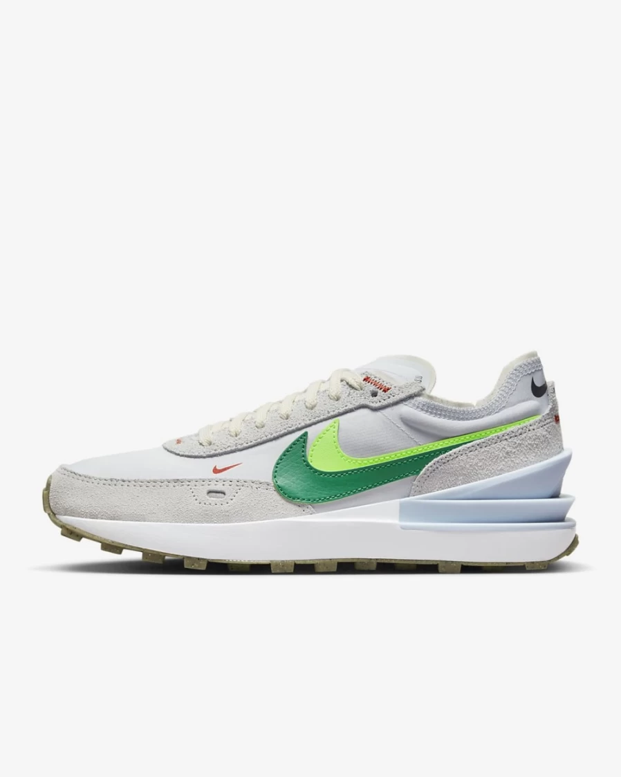 Nike Waffle 1 SE Women's Running Shoes in Football Grey, Ghost Green, Mantra Orange, Neptune Green