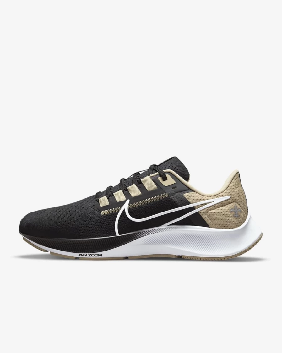 Nike Pegasus 38 NFL New Orleans Saints Men's & Women's Running Shoes - Black/Team Gold/White