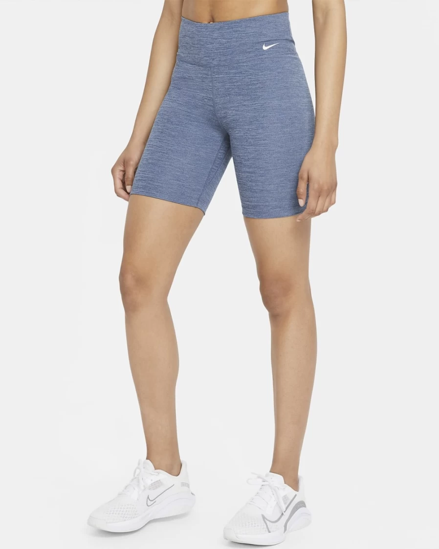 Nike Women's Mid-Rise 7" Biker Shorts in Midnight Navy, Heather, White - Athletic Workout Shorts