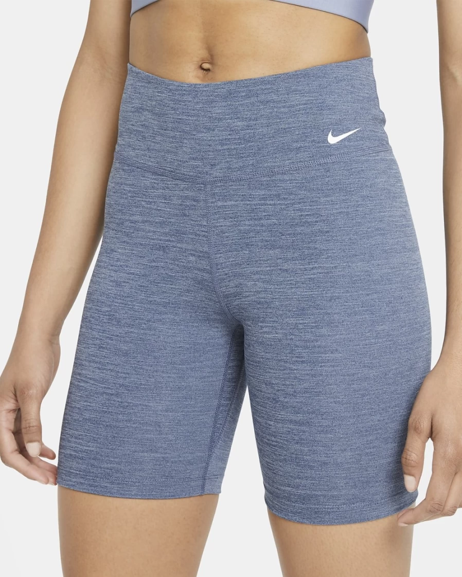 Nike Women's Mid-Rise 7" Biker Shorts in Midnight Navy, Heather, White - Athletic Workout Shorts