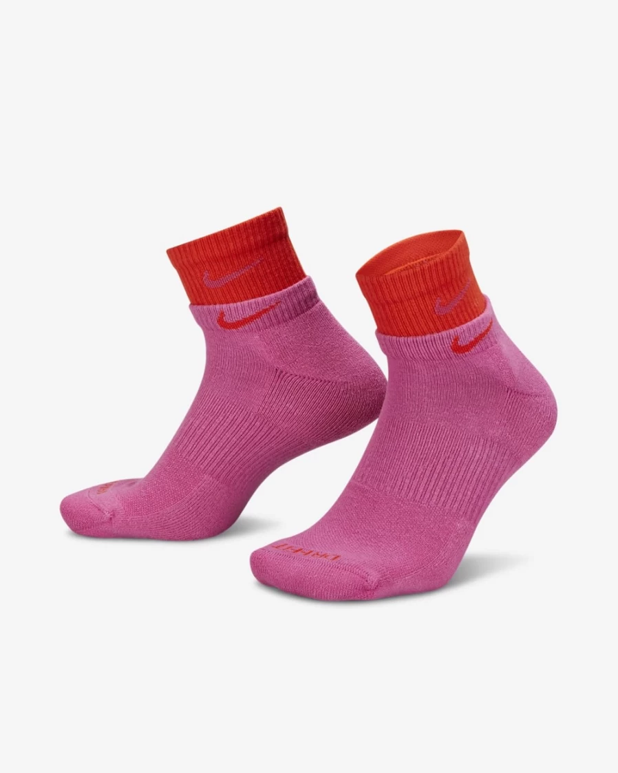 Nike Everyday Plus Cushioned Training Socks for Men & Women - Active Fuchsia Athletic Ankle Socks