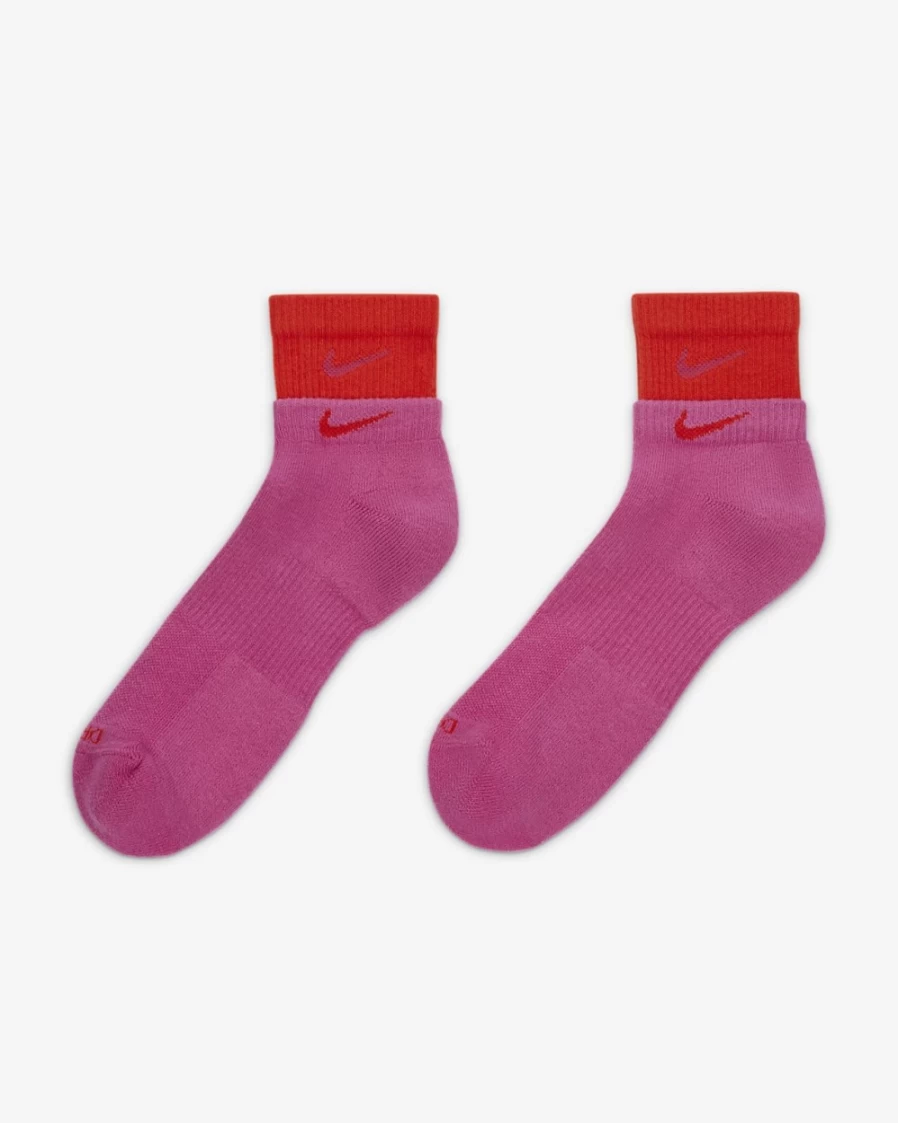 Nike Everyday Plus Cushioned Training Socks for Men & Women - Active Fuchsia Athletic Ankle Socks