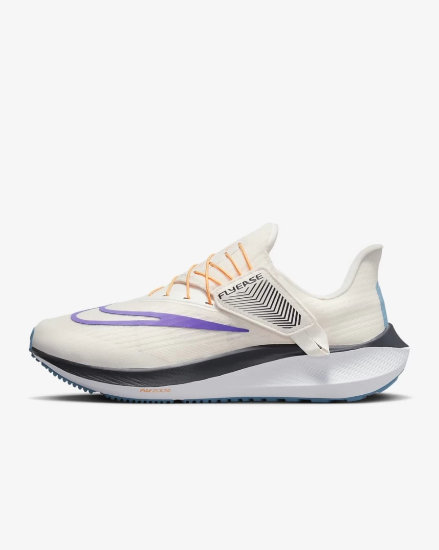 Nike Pegasus FlyEase Women's Road Running Shoes - Phantom/Summit White/Cerulean/Psychic Purple - Easy On/Off Design