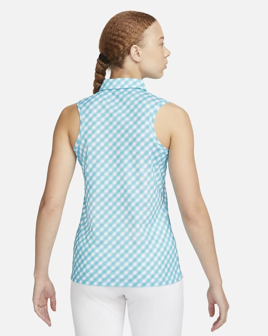 Nike Dri-FIT Victory Women's Baltic Blue/Black Sleeveless Printed Polo Shirt for Athletic Performance