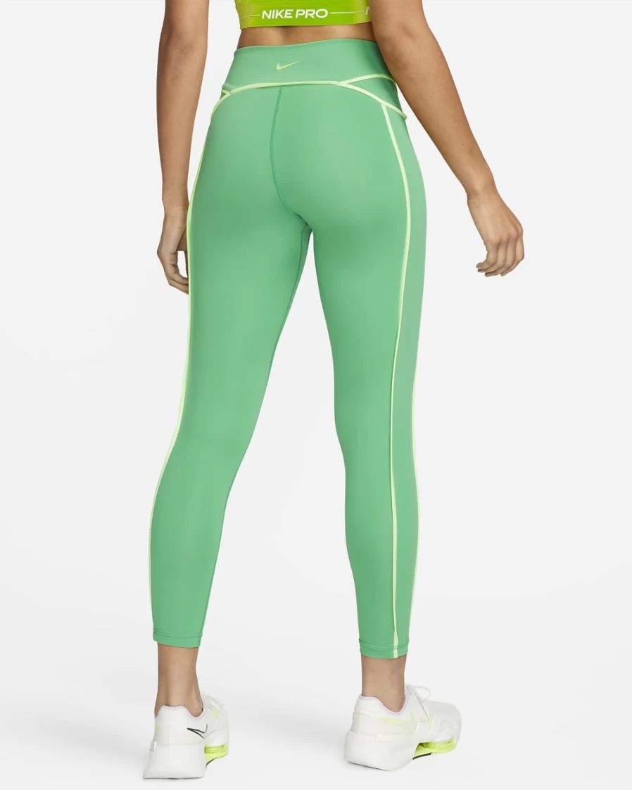 Nike Pro Women's Training Leggings - Mid-Rise 7/8 Length, Stadium Green/Barely Volt/Gorge Green