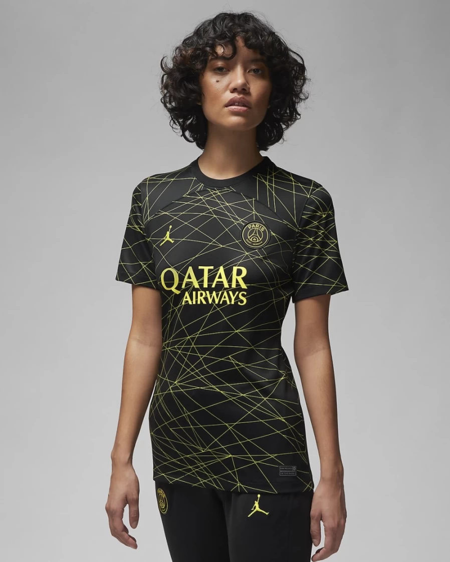 Nike Women's Paris Saint-Germain 2023/24 Stadium Fourth Jordan Dri-FIT Soccer Jersey - Black/Tour Yellow