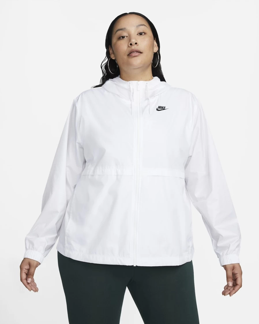 Nike Women's Plus Size White Black Repel Essential Woven Jacket | Sportswear Outerwear