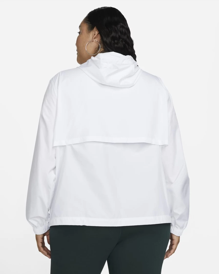 Nike Women's Plus Size White Black Repel Essential Woven Jacket | Sportswear Outerwear