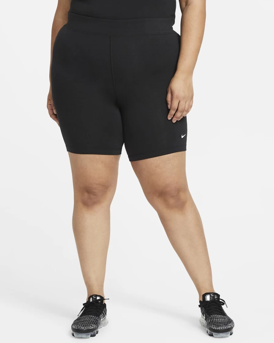 Nike Women's Plus Size Black/White Mid-Rise Essential Bike Shorts | Sportswear