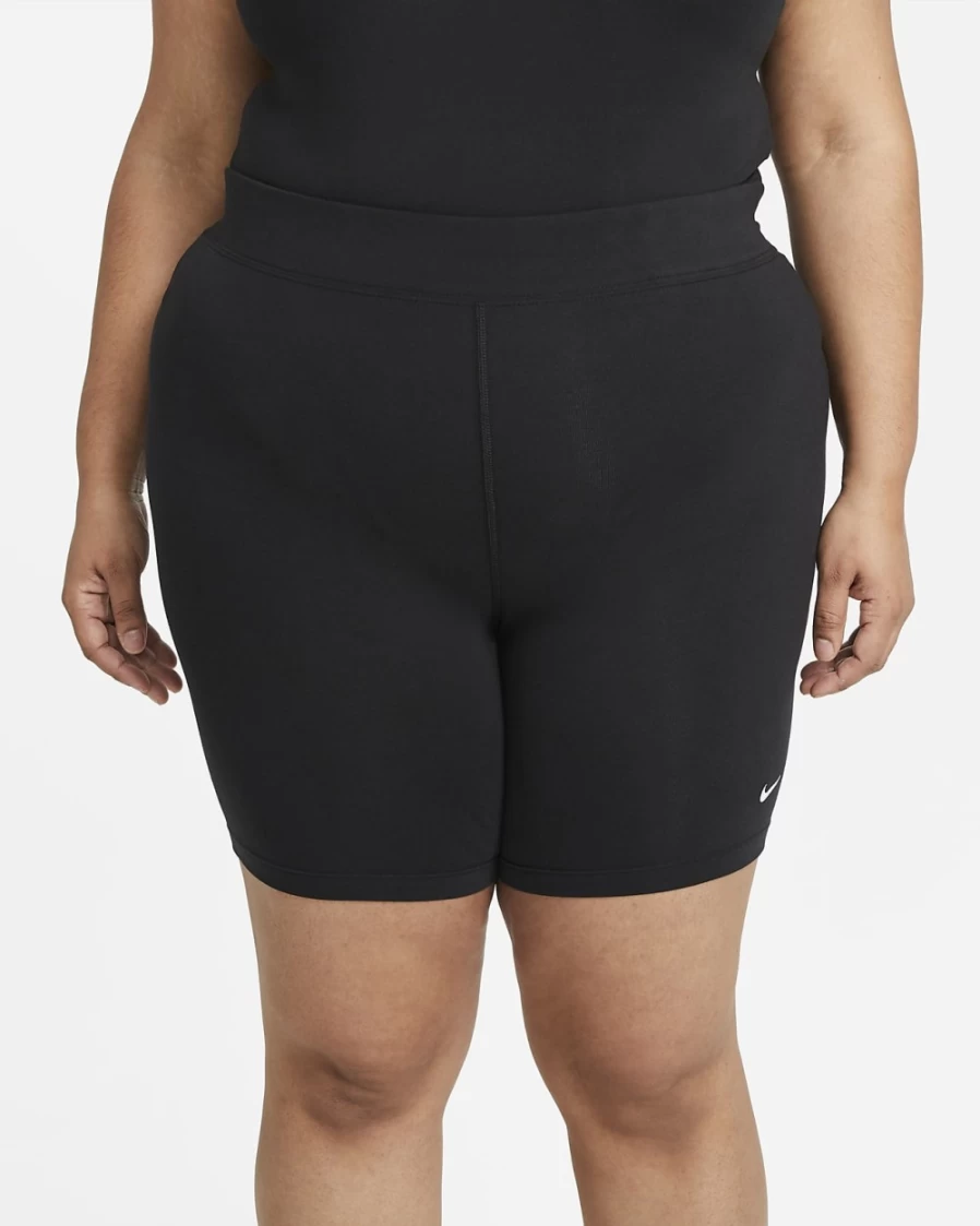 Nike Women's Plus Size Black/White Mid-Rise Essential Bike Shorts | Sportswear