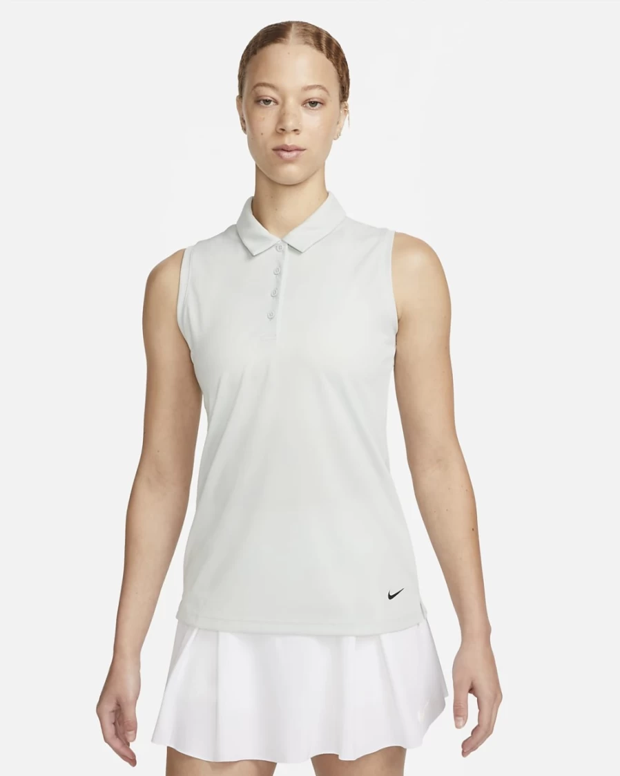Nike Dri-FIT Victory Women's Light Silver/Black Sleeveless Golf Polo Shirt