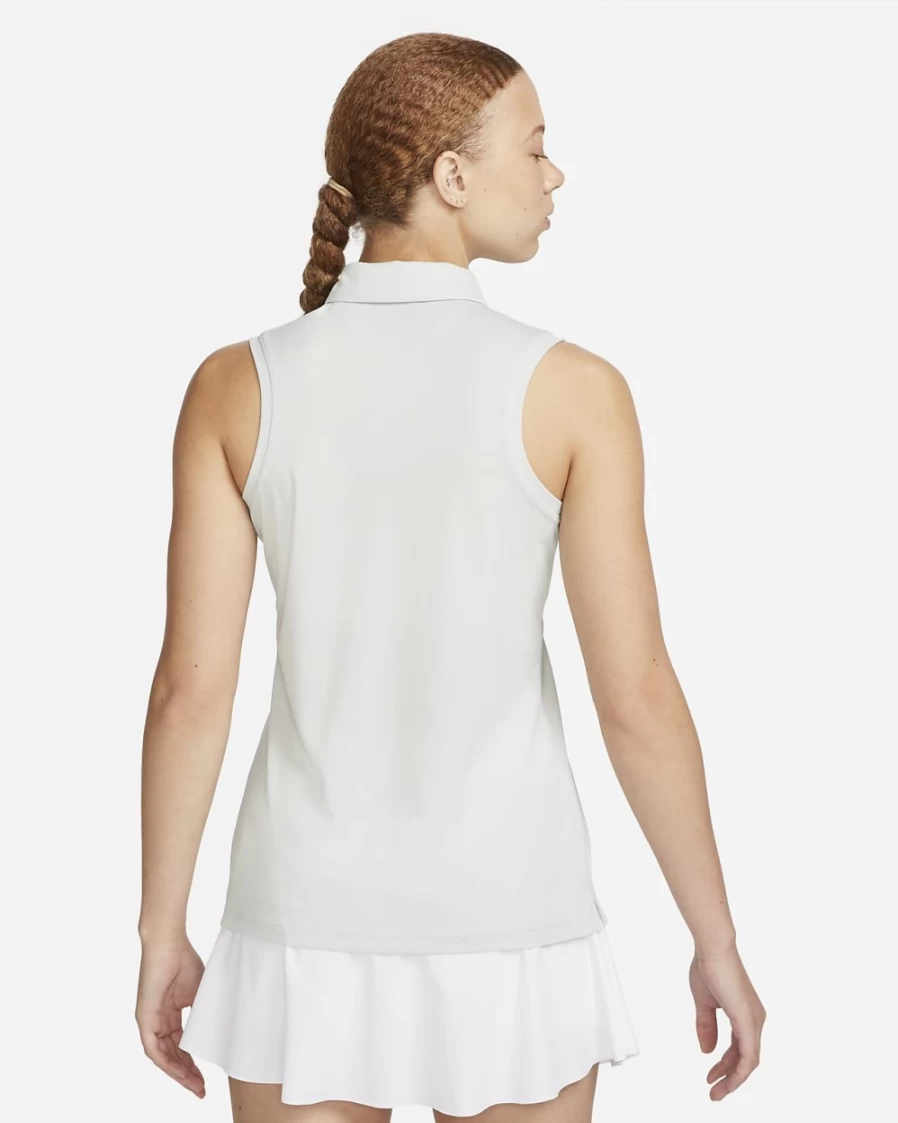 Nike Dri-FIT Victory Women's Light Silver/Black Sleeveless Golf Polo Shirt