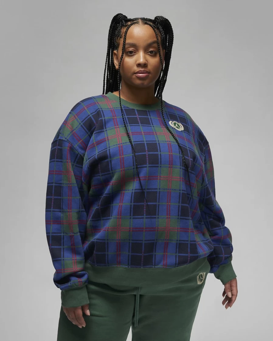 Nike Women's Jordan Brooklyn Fleece Crewneck Sweatshirt - Noble Green/Rattan (Plus Size Available)