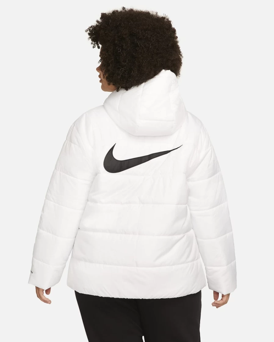 Nike Therma-FIT Repel Waterproof Women's Plus Size Jacket - White & Black Windproof Running Coat