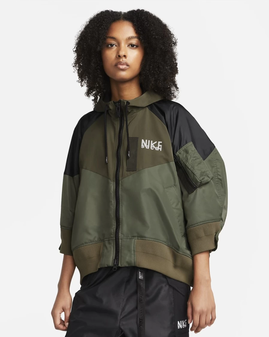 Nike x sacai Women's Cargo Khaki Full-Zip Hooded Jacket