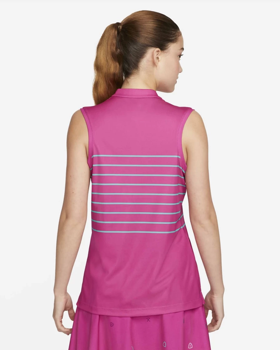 Nike Dri-FIT Victory Women's Active Pink & Washed Teal Striped Sleeveless Golf Polo Shirt