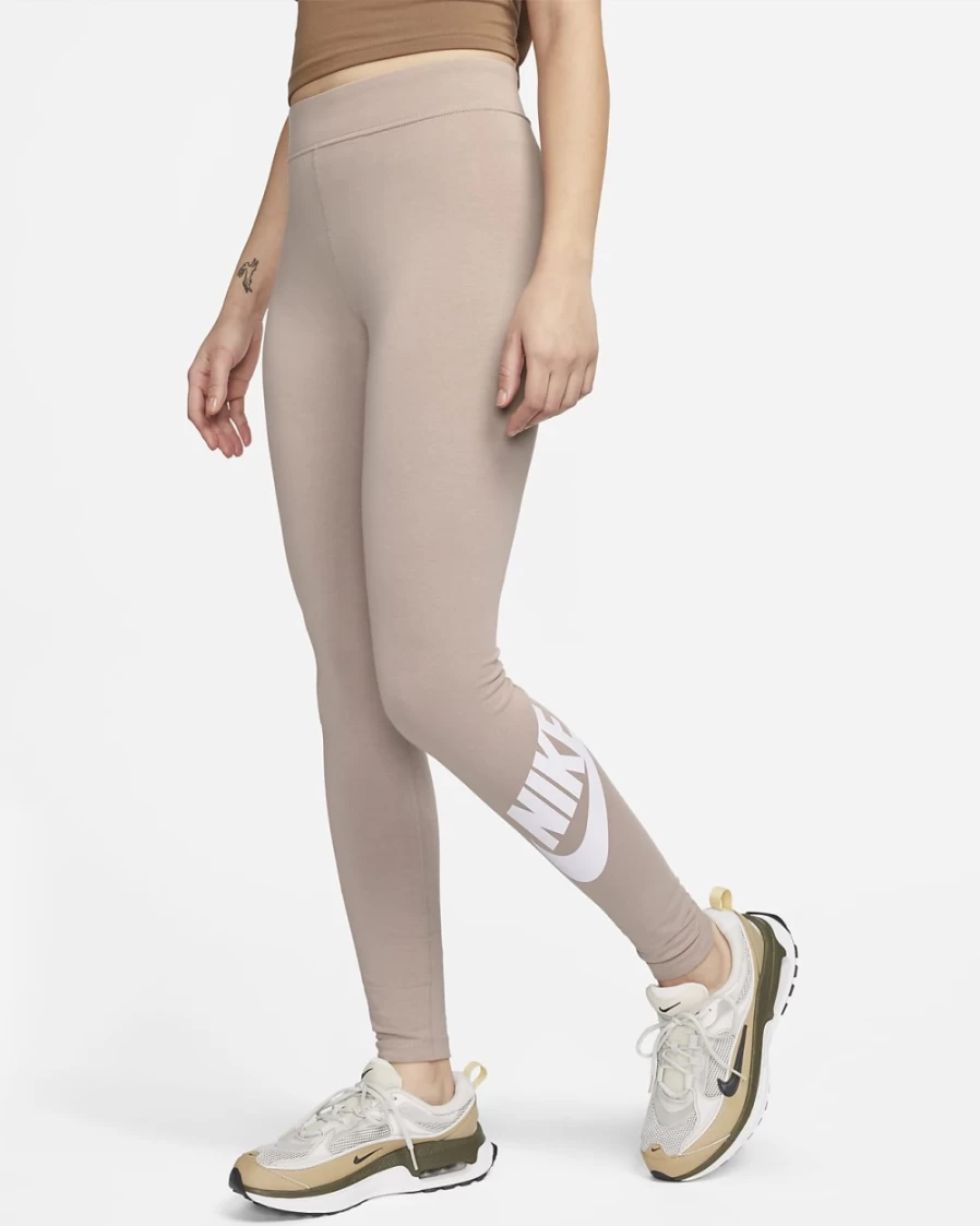 Nike Women's High-Waisted Essential Logo Leggings - Diffused Taupe/White - Sportswear Collection