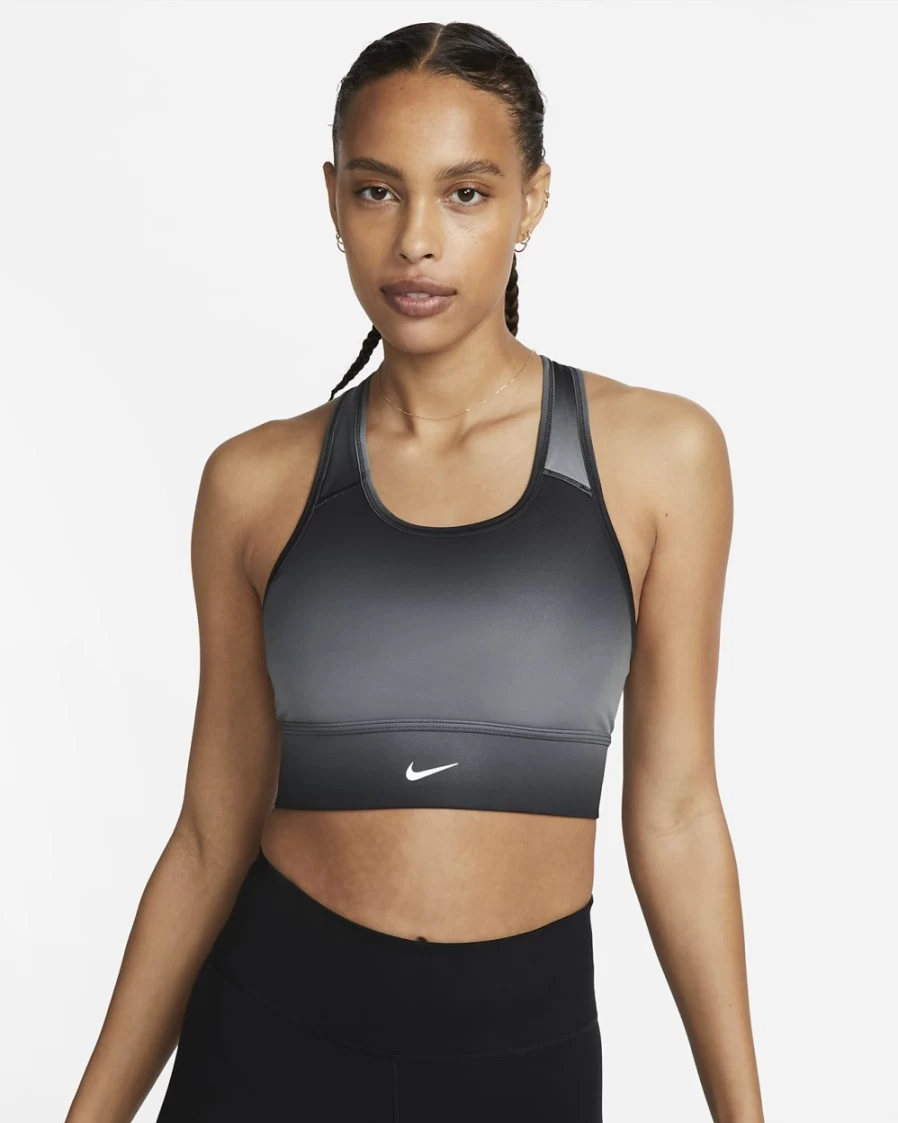 Nike Swoosh Run Women's Medium-Support Longline Padded Sports Bra - Black