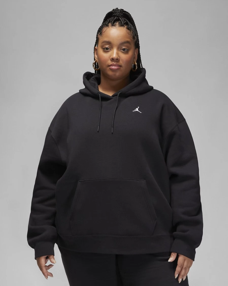 Nike Jordan Flight Women's Plus Size Hoodie - Black & White Pullover Sweatshirt