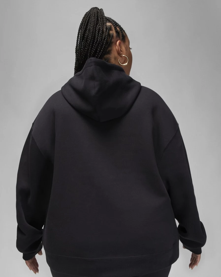 Nike Jordan Flight Women's Plus Size Hoodie - Black & White Pullover Sweatshirt
