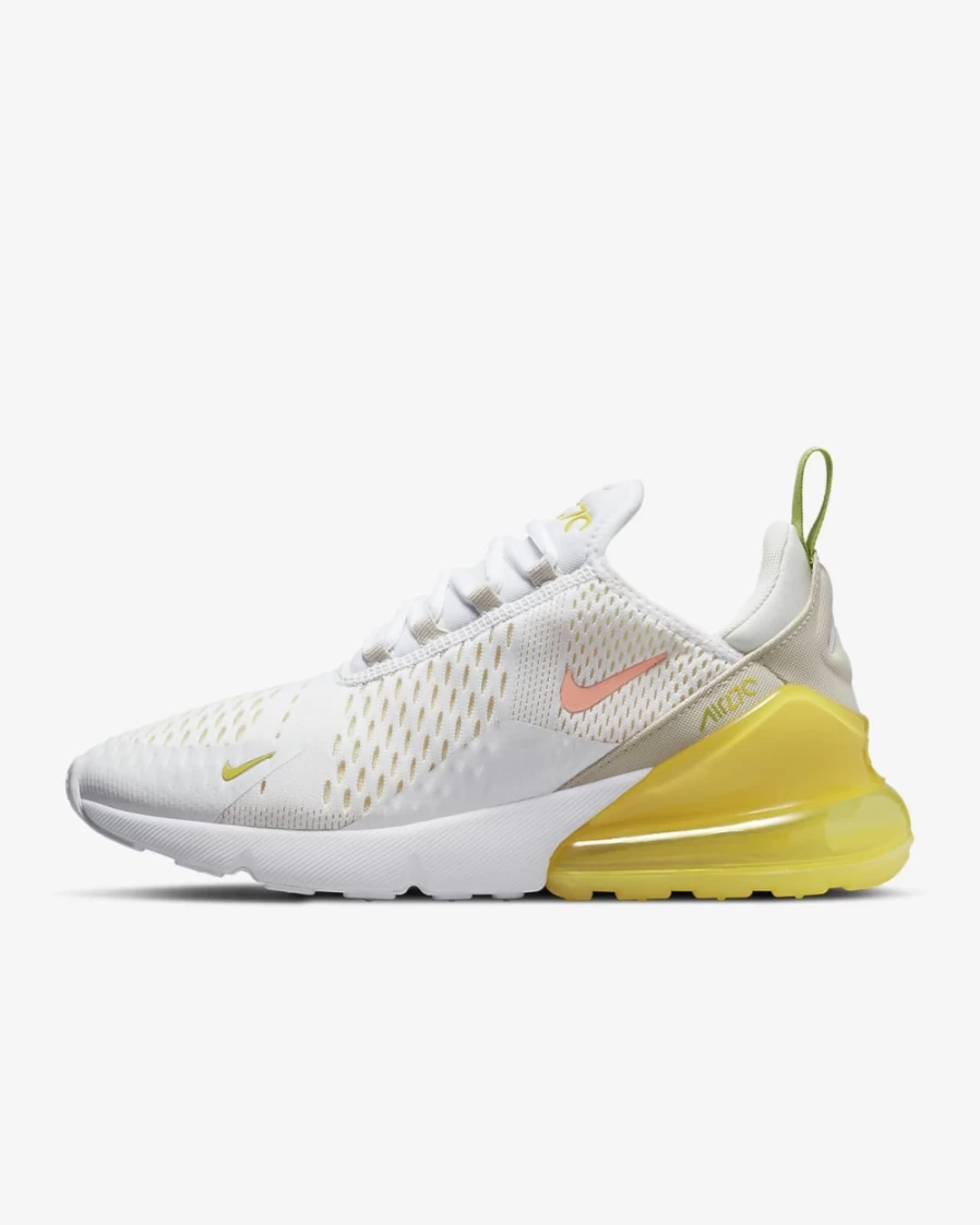 Nike Air Max 270 Women's Running Shoes - White/Yellow Strike/Pearl White/Crimson Bliss