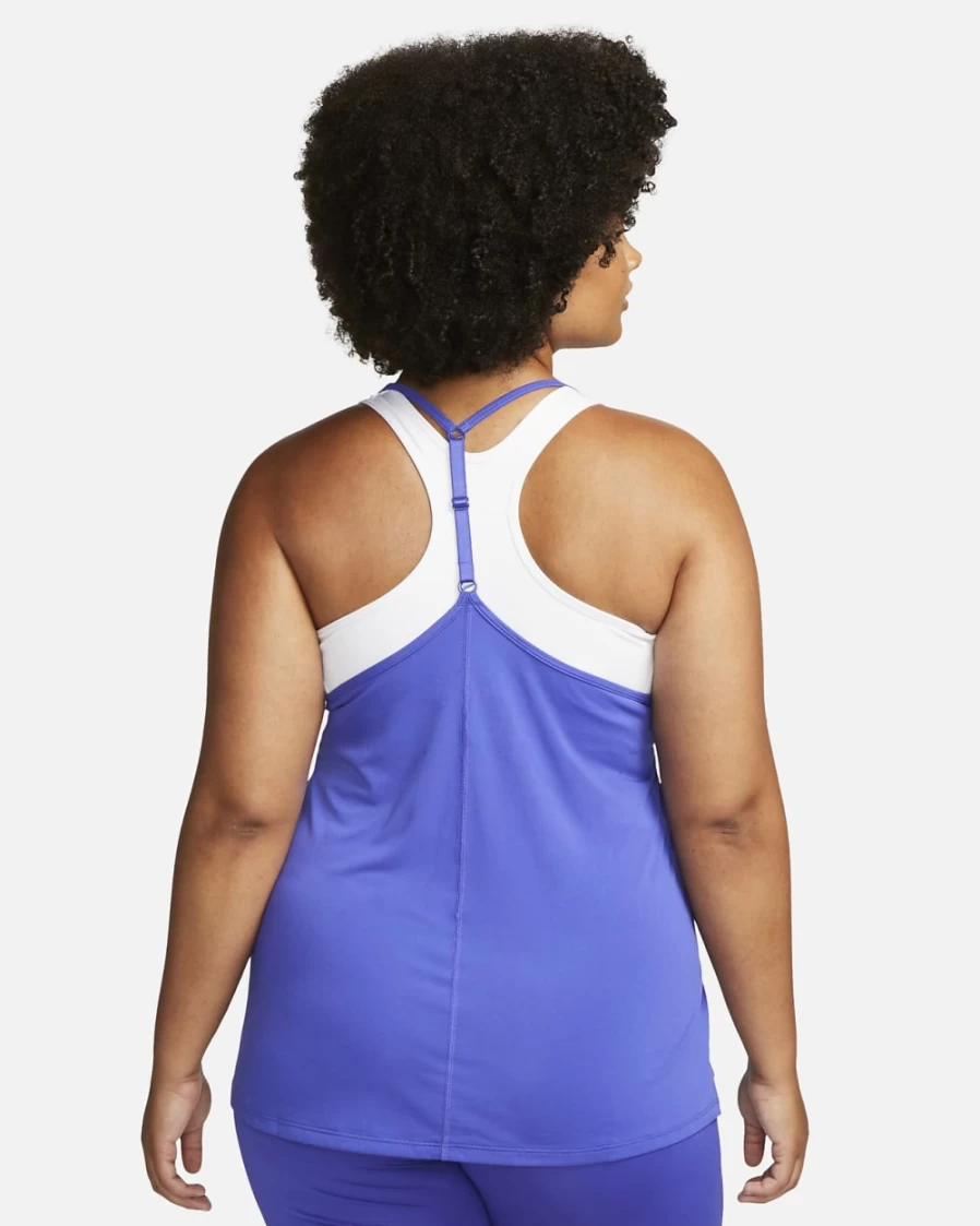 Nike Dri-FIT One Elastika Women's Plus Size Tank Top - Lapis/White - Moisture-Wicking Workout Shirt